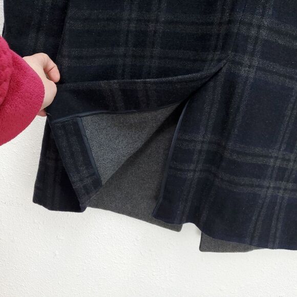 7 For All Mankind Wool Navy Longline Plaid Academia Peacoat - Picture 11 of 15